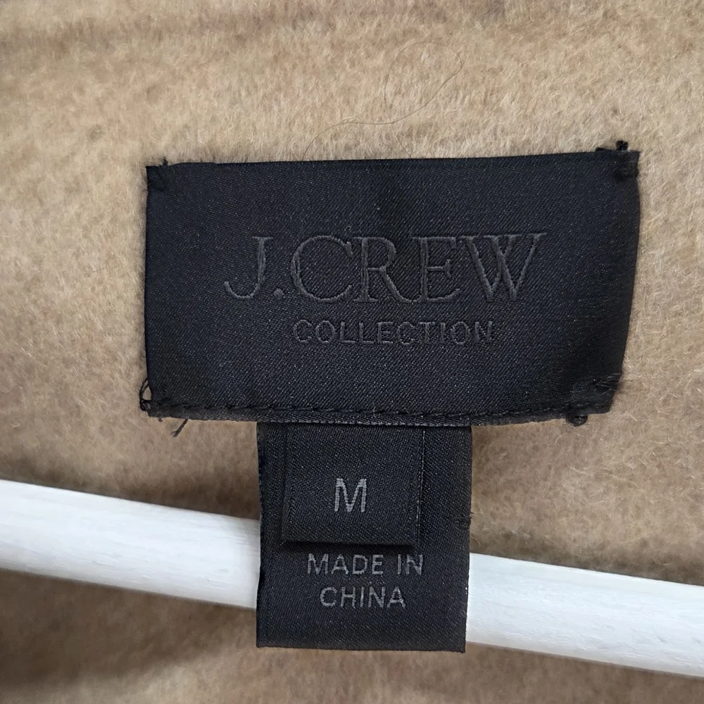 J. Crew Poncho Cashmere Piping Quarter-Zip Mock-Neck Mid-Length Sand Medium - Picture 6 of 9